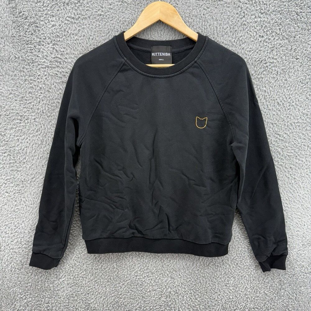 Kittenish Logo Women's Small Jetsetter Black/Gold Long Sleeve Sweatshirt
